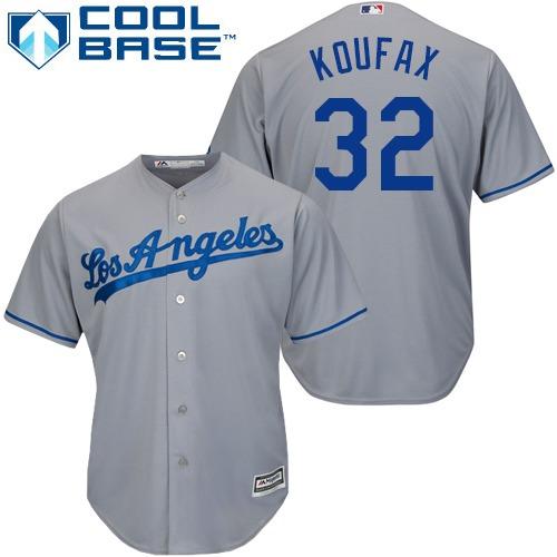 Dodgers #32 Sandy Koufax Grey Cool Base Stitched Youth MLB Jersey